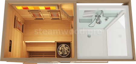 Одноместная комбинированная сауна Comfort из кедра с Душевой кабиной